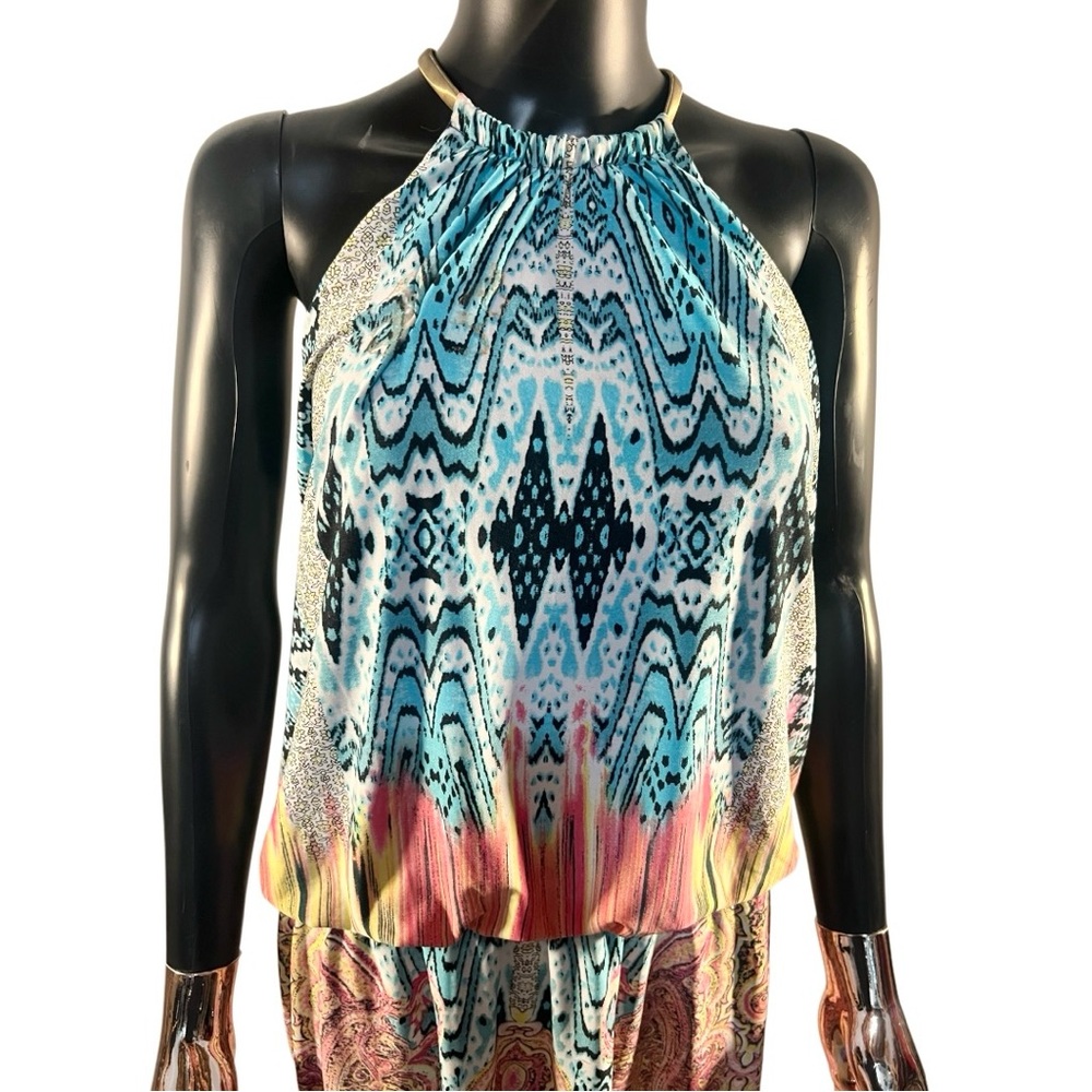 J.B.S. Black and Multicolor Halter Dress - Picture 2 of 5